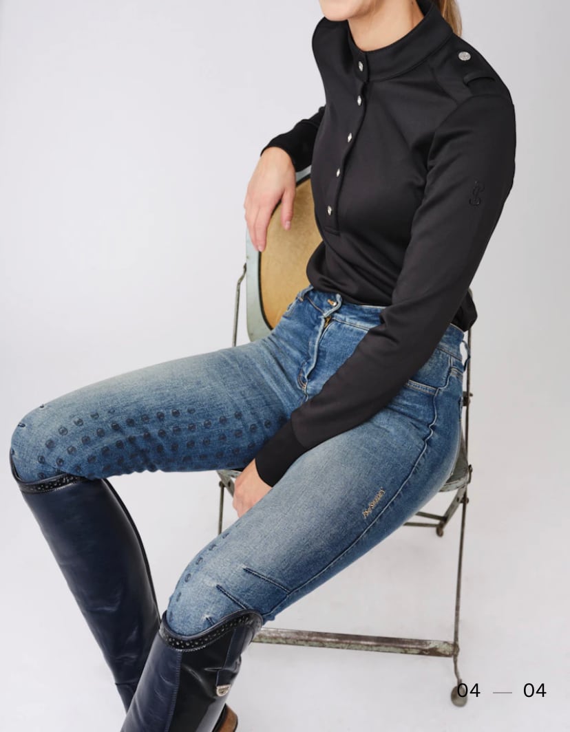 Stand collar stretch top, long sleeves, autumn/winter, women's, Ps of Sweden