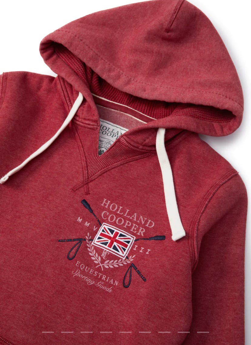 Women's Holland Cooper riding sweatshirt hoodie in navy/khaki/red