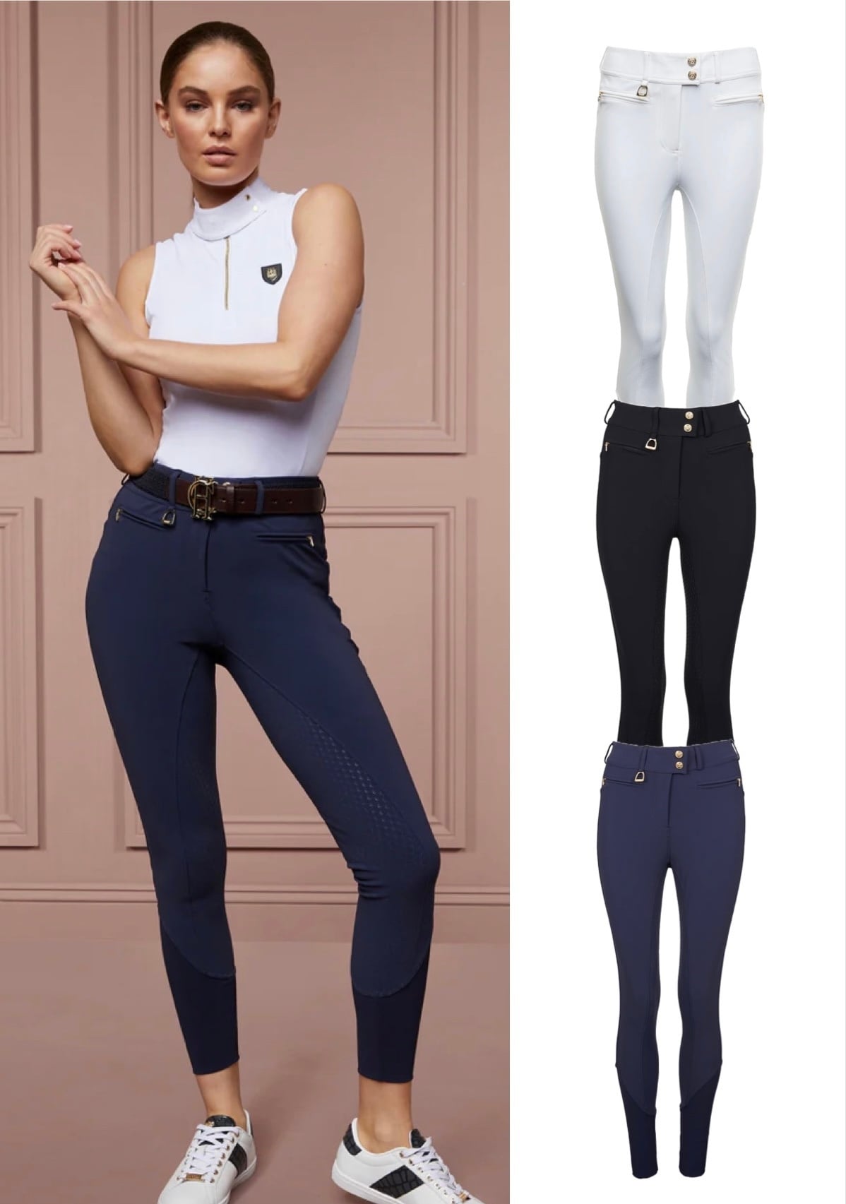 Women's Premium Mid-Waist Culottes in Holland Cooper Yale Blue/Black/White