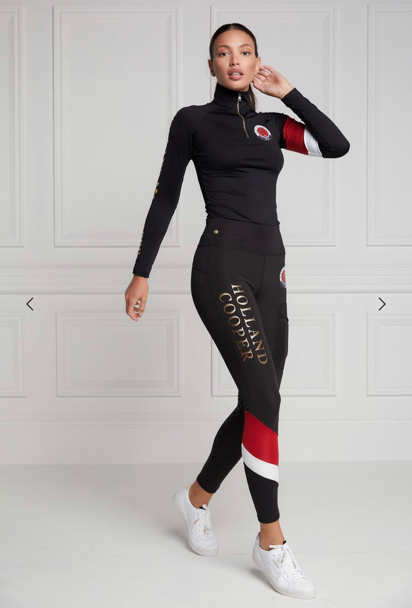 レディース乗馬用レギンスキュロット ニーグリップ Holland Cooper ブラック・ダークネイビー