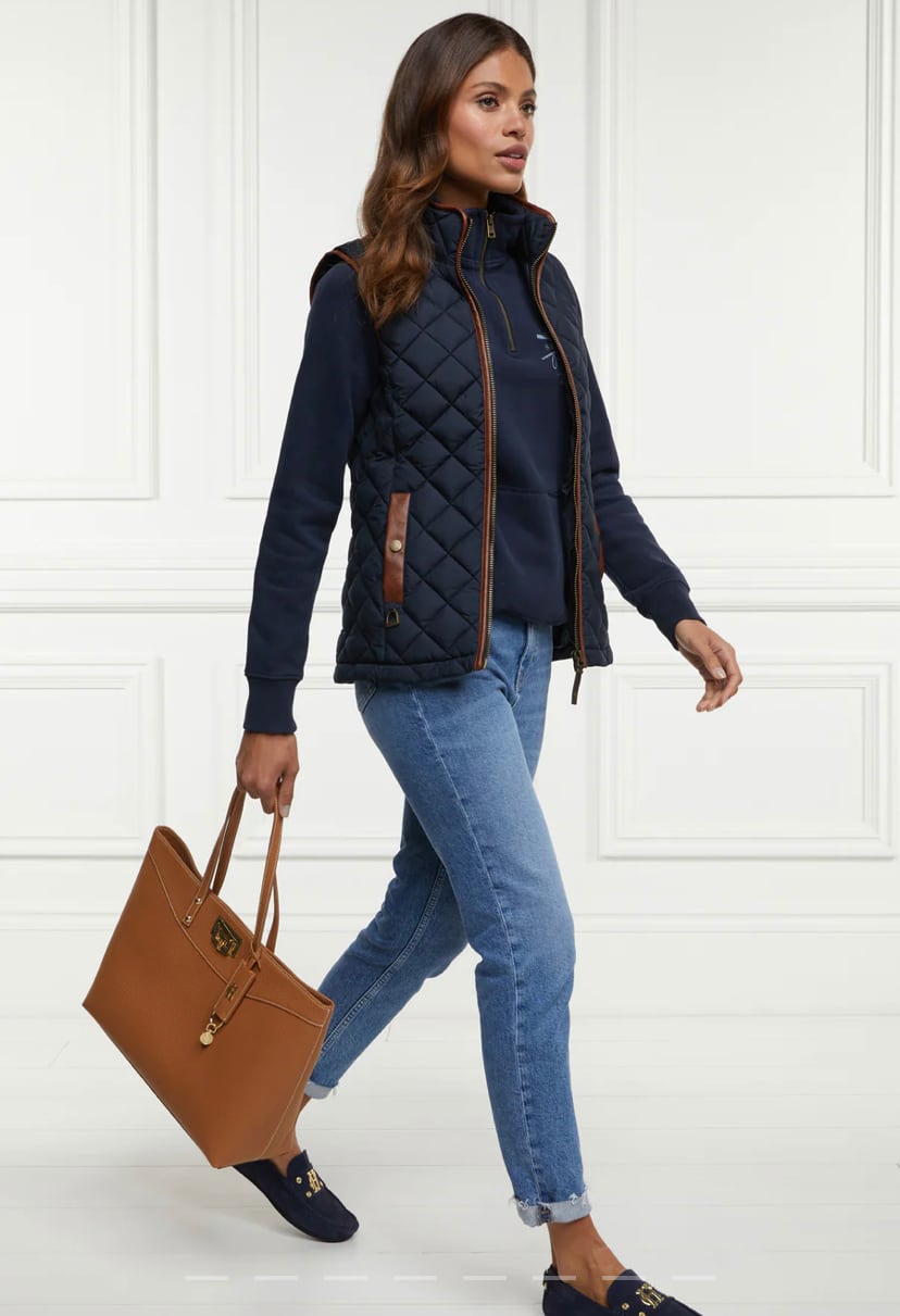 Women's Holland Cooper riding sweatshirt hoodie in navy/khaki/red