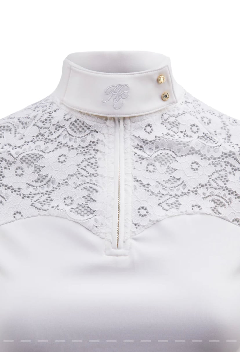 Holland Cooper Women's Short Sleeve Lace-up Athletic Shirt in Cooling Material White