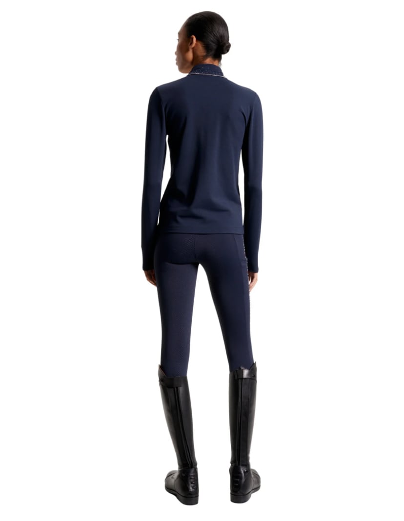 Women's Tommy Hilfiger Equestrian Long Sleeve Top with Rhinestones, Navy