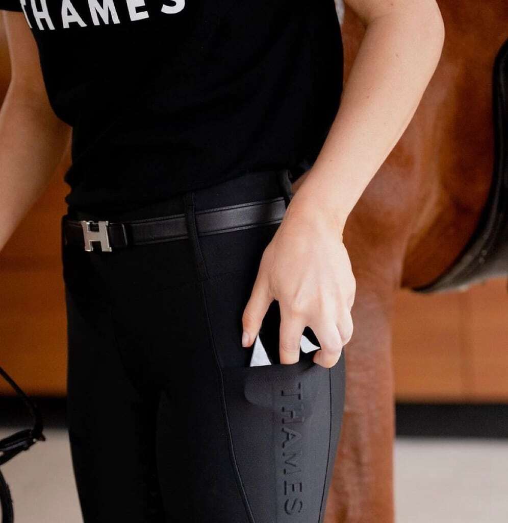 乗馬用レギンスキュロット 4WAYストレッチレギンス フルグリップ ネイビー/ブラック Thames