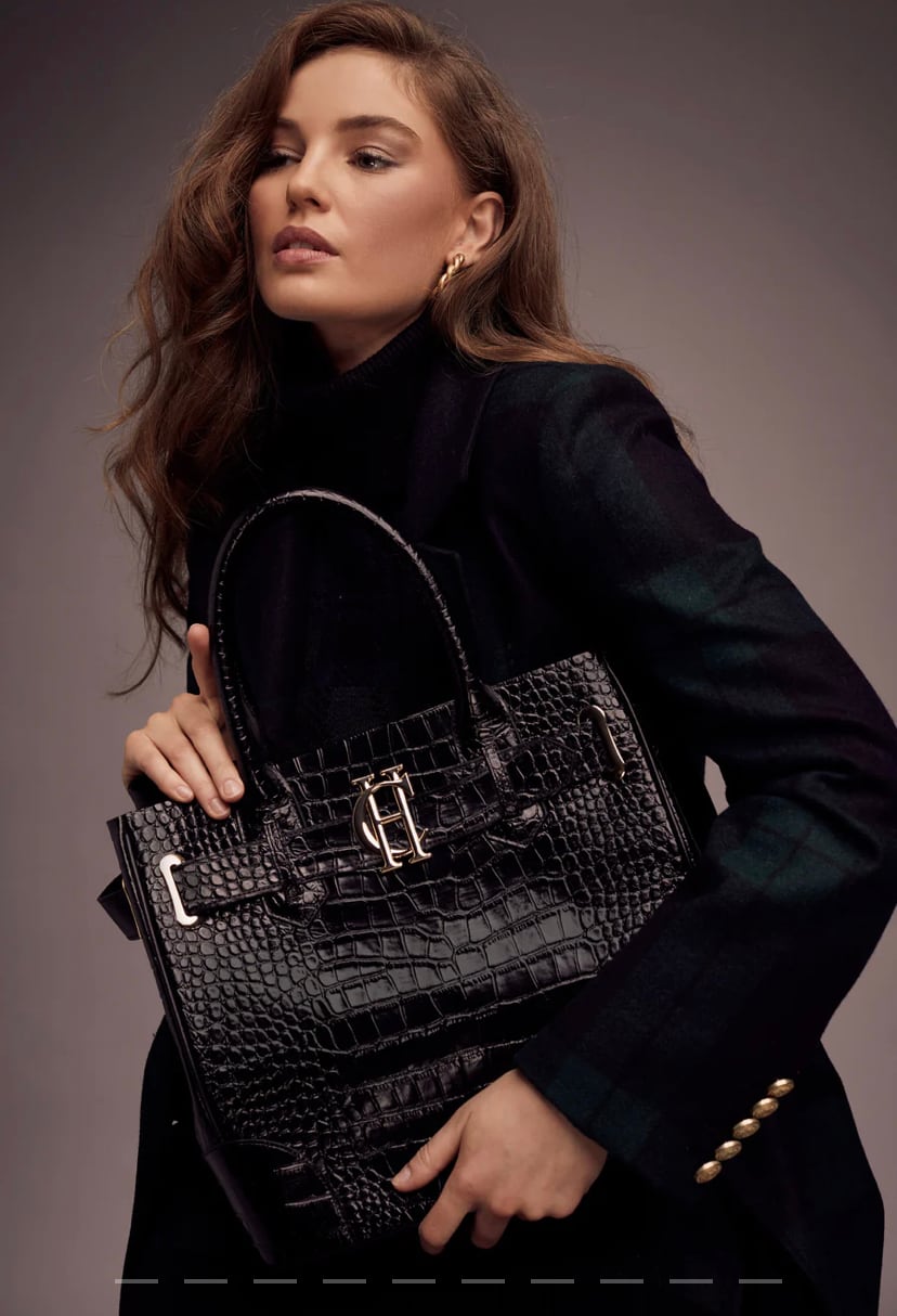Crocodile tote bag Holland Cooper Brown/Black
