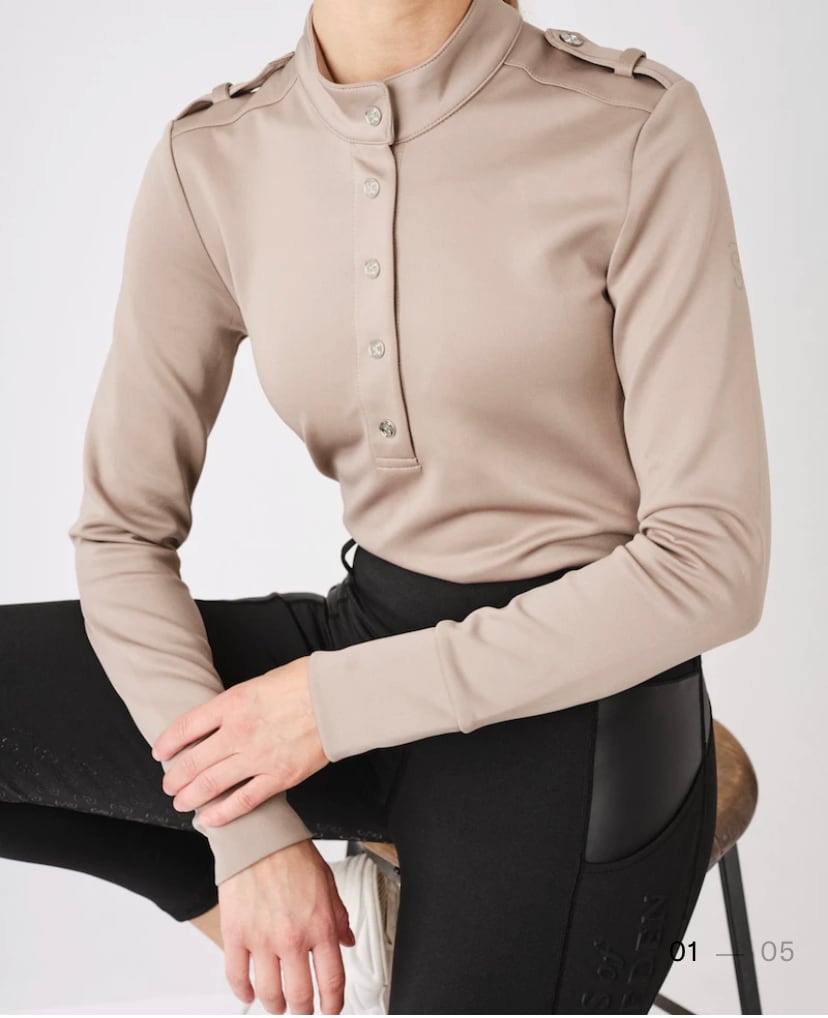 Stand collar stretch top, long sleeves, autumn/winter, women's, Ps of Sweden