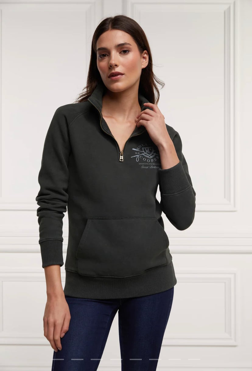 Women's Holland Cooper riding sweatshirt hoodie in navy/khaki/red