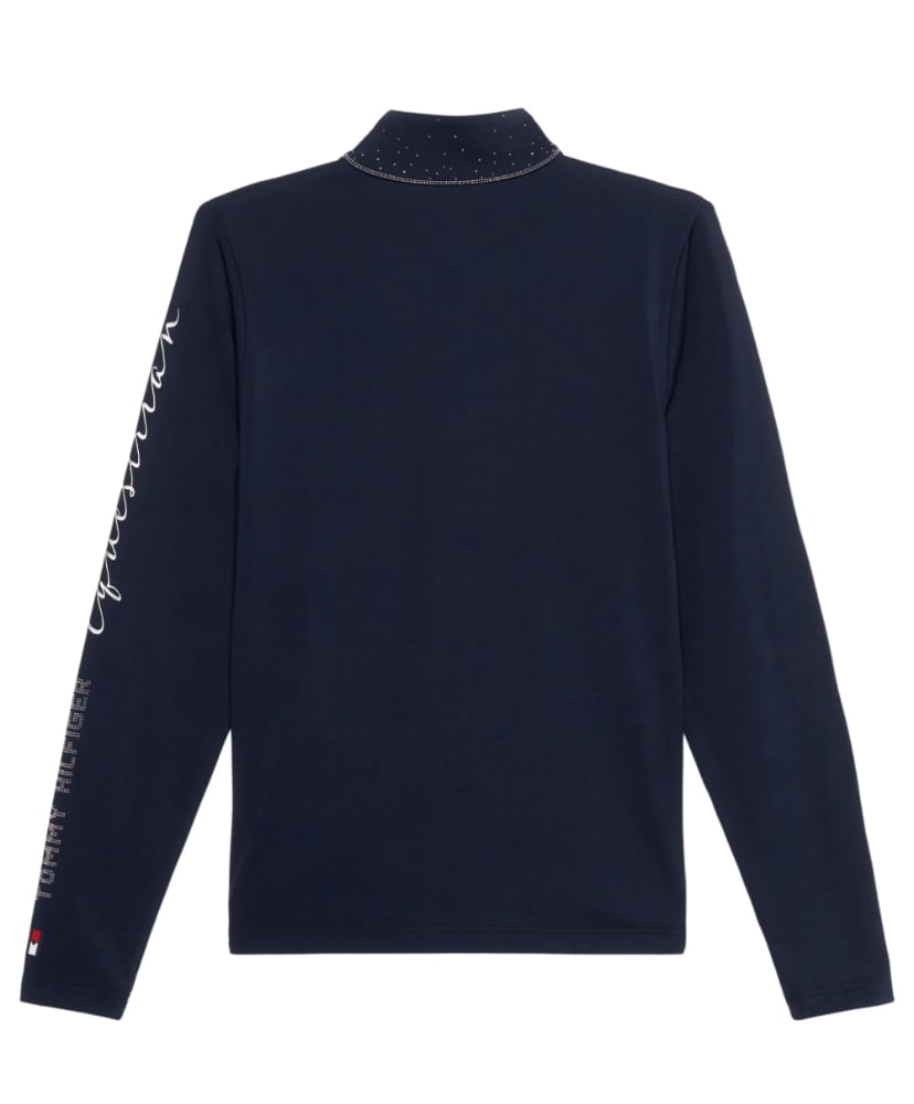 Women's Tommy Hilfiger Equestrian Long Sleeve Top with Rhinestones, Navy