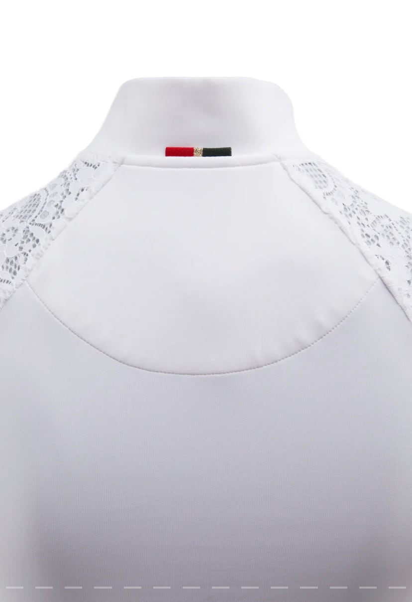 Holland Cooper Women's Short Sleeve Lace-up Athletic Shirt in Cooling Material White
