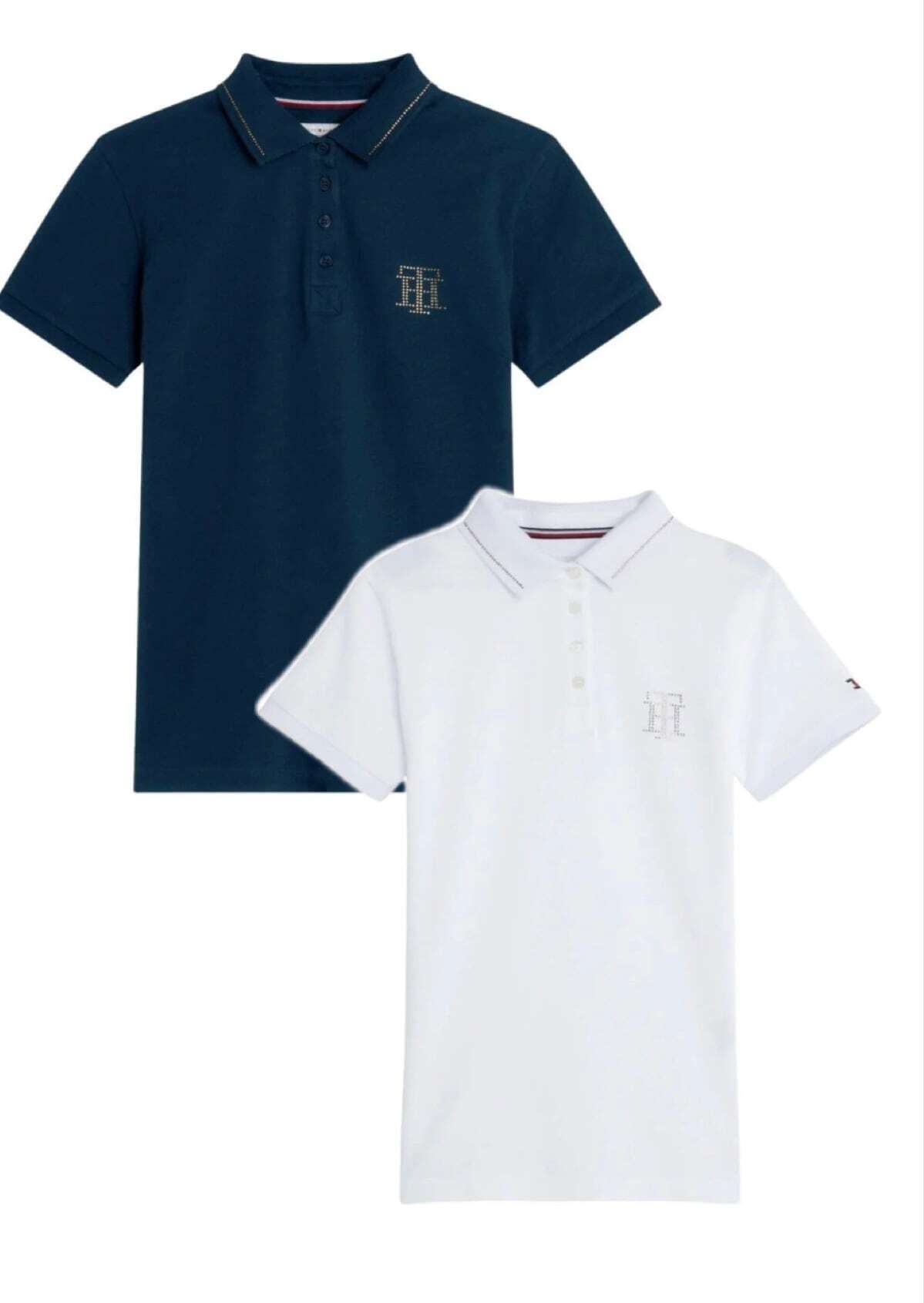 Tommy Hilfiger Equestrian Short Sleeve Cotton Polo Shirt with Rhinestones for Women