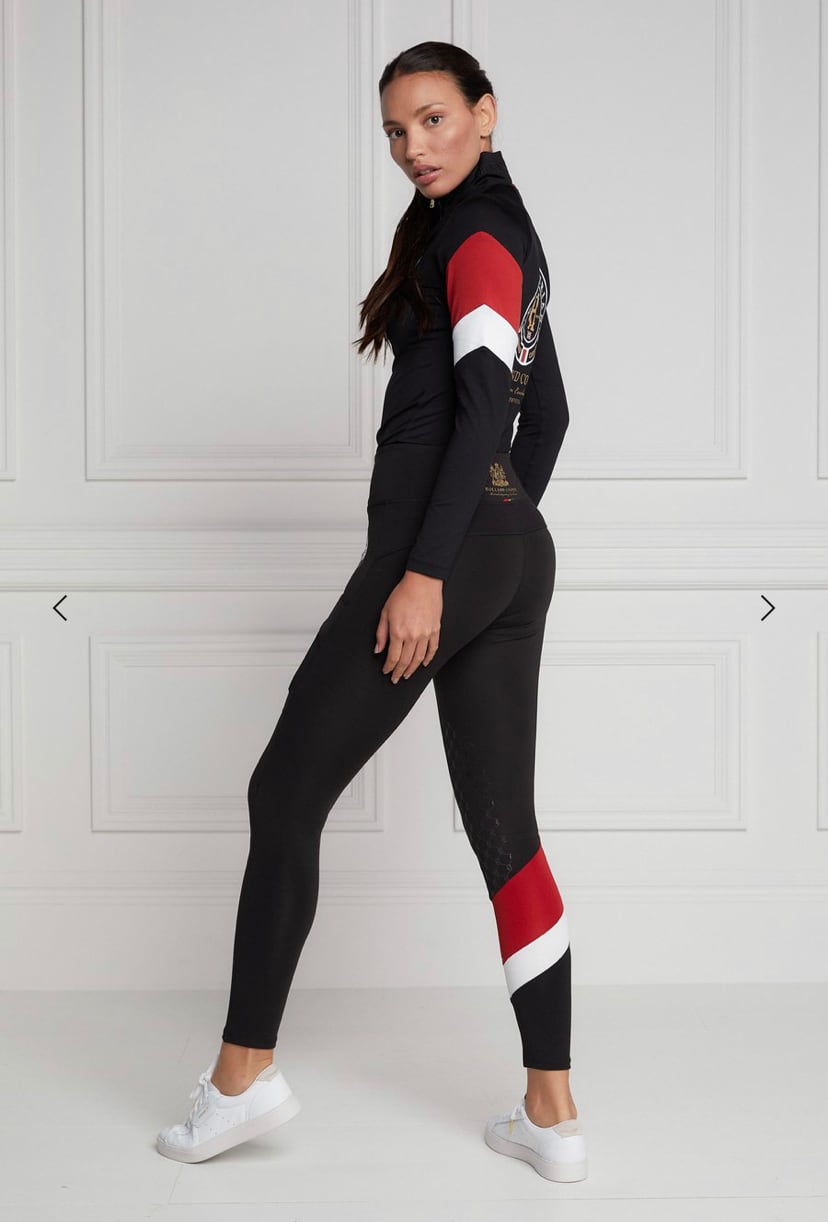 レディース乗馬用レギンスキュロット ニーグリップ Holland Cooper ブラック・ダークネイビー