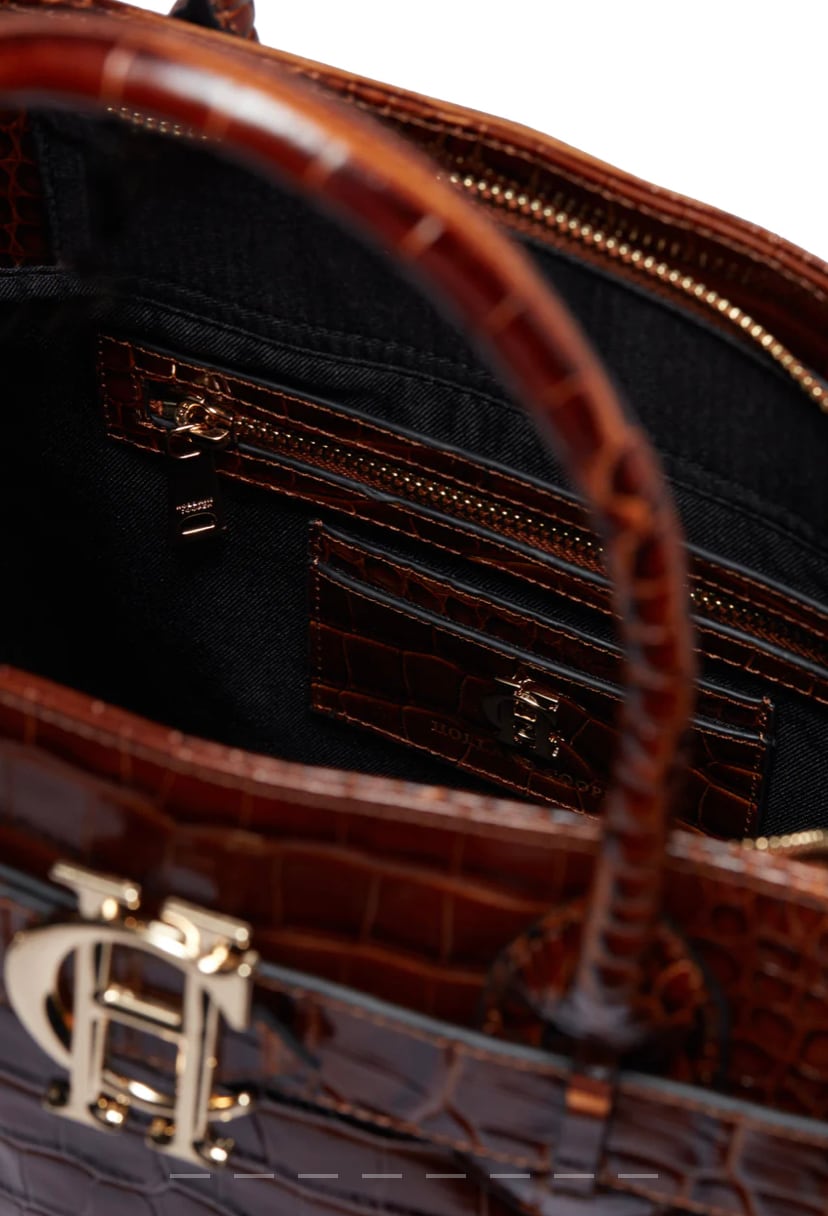 Crocodile tote bag Holland Cooper Brown/Black