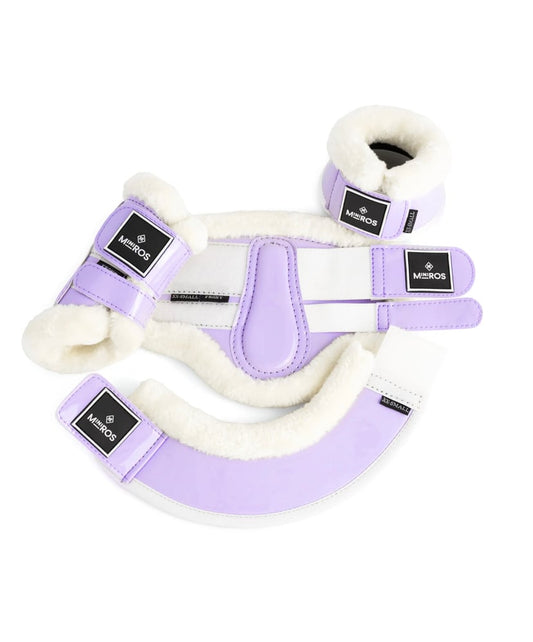 【セット】ネオプレーンファー付きワンコ&前肢用プロテクター ライラック Mrs Ros Equestrian