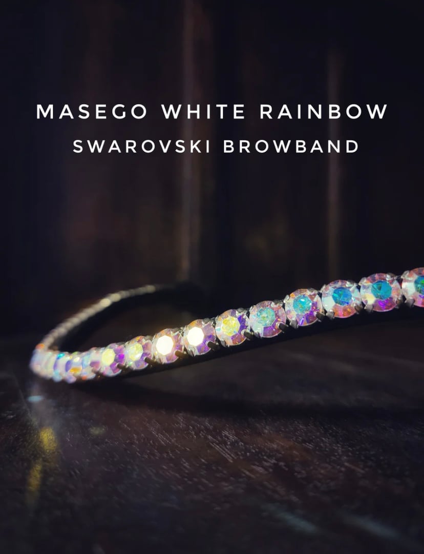 【即日配送】スワロフスキー額革 ホワイトレインボー Masego