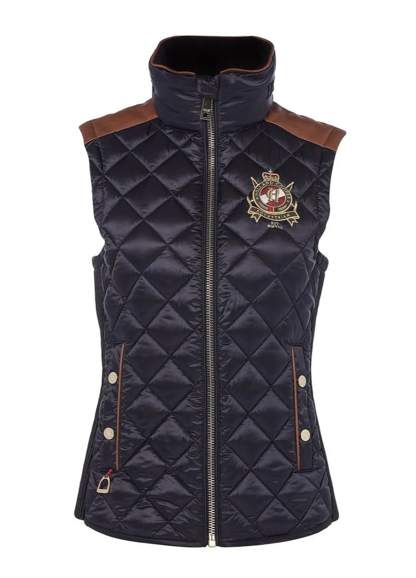 Holland Cooper Women's Quilted Vest in Dark Navy/Khaki/Black