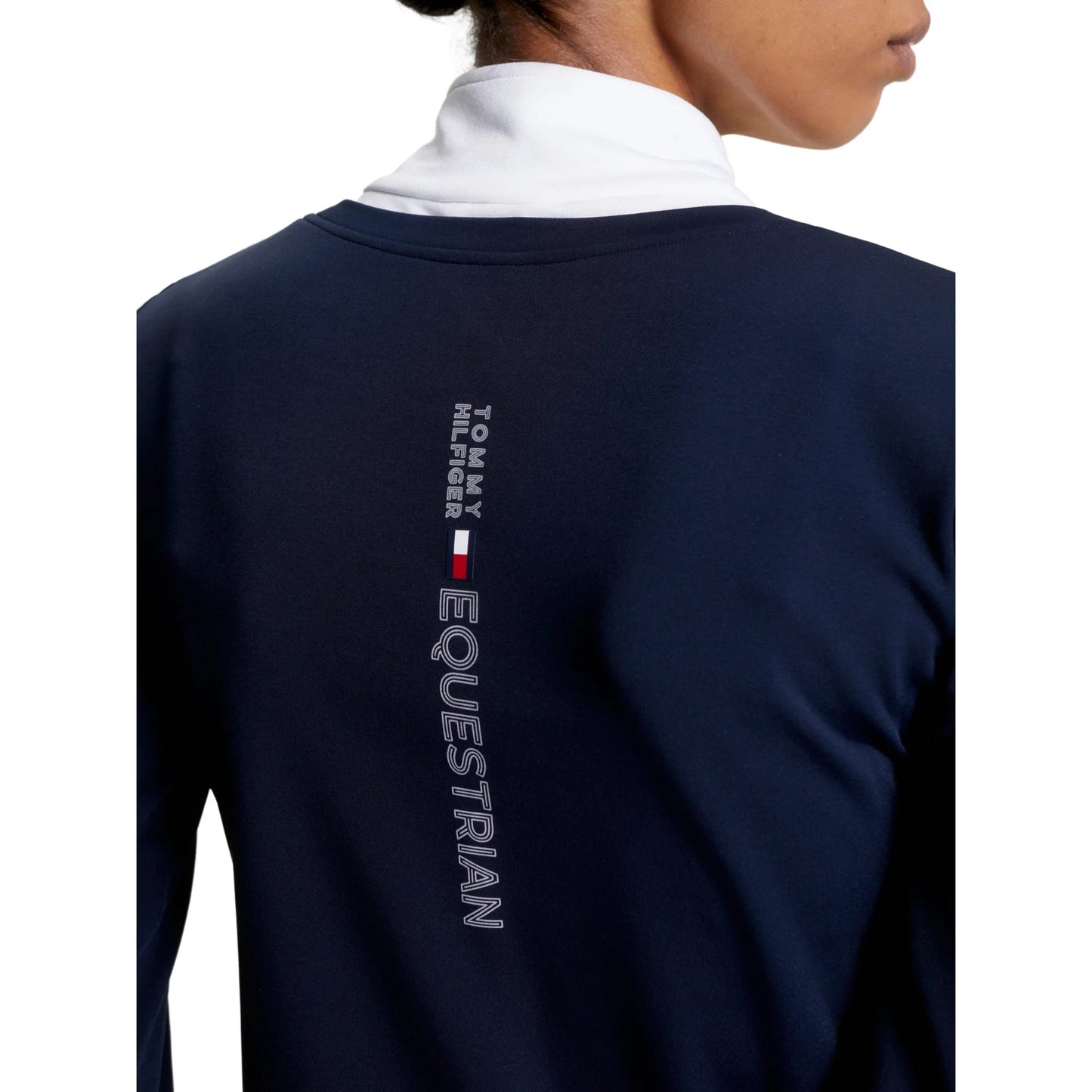 Tommy Hilfiger Equestrian Navy Women's Athletic Shirt, Long Sleeve, Moisture Control Material