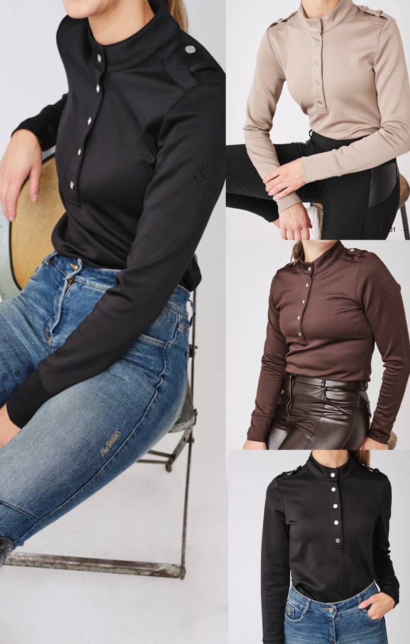Stand collar stretch top, long sleeves, autumn/winter, women's, Ps of Sweden