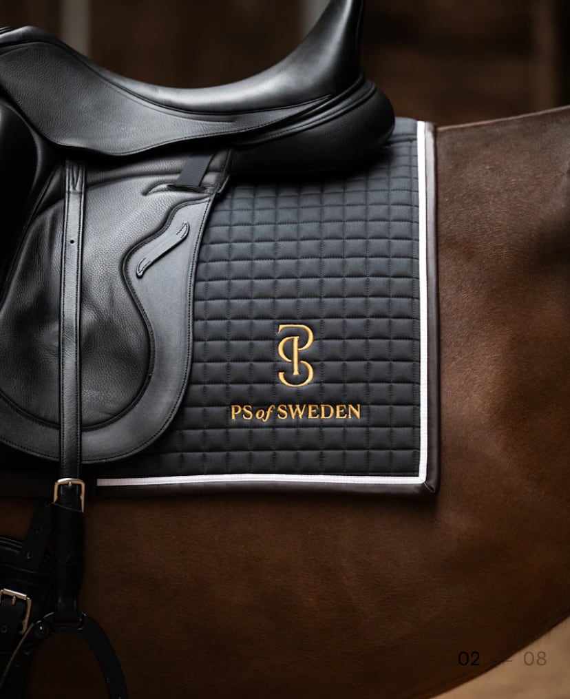 滑り止め付き乗馬用ゼッケン 障害/馬場 アナトミカル構造 Ps of Sweden ダークグレー/ストームブルー