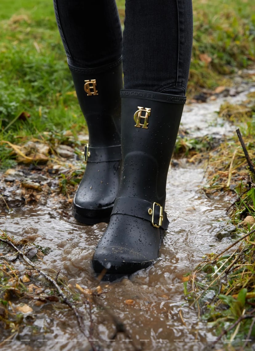 Holland Cooper Rain Boots Matte Black Women's