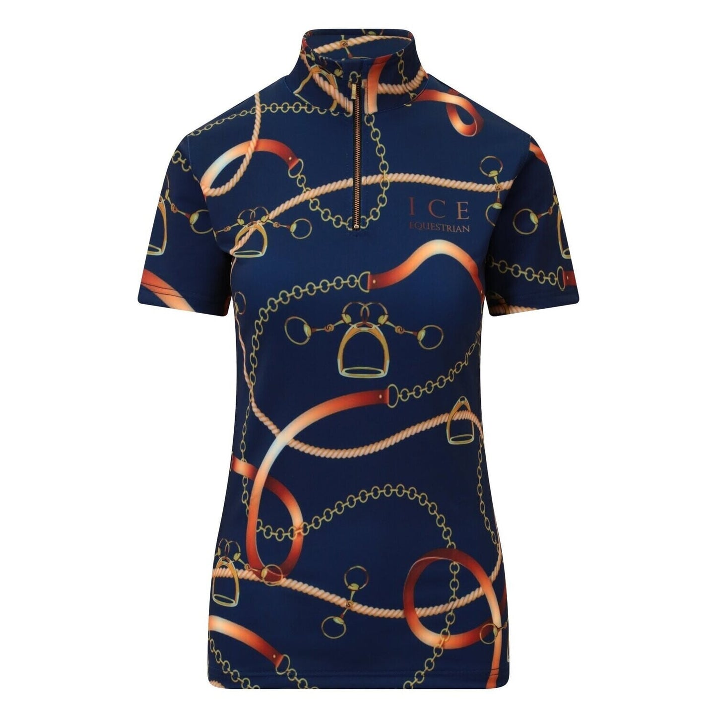 Women's UV-cut training shirt, short sleeves, ICE Equestrian, navy, black, velvet rose, jasmine