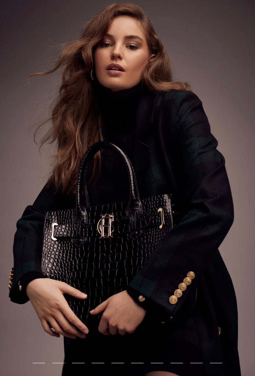 Crocodile tote bag Holland Cooper Brown/Black