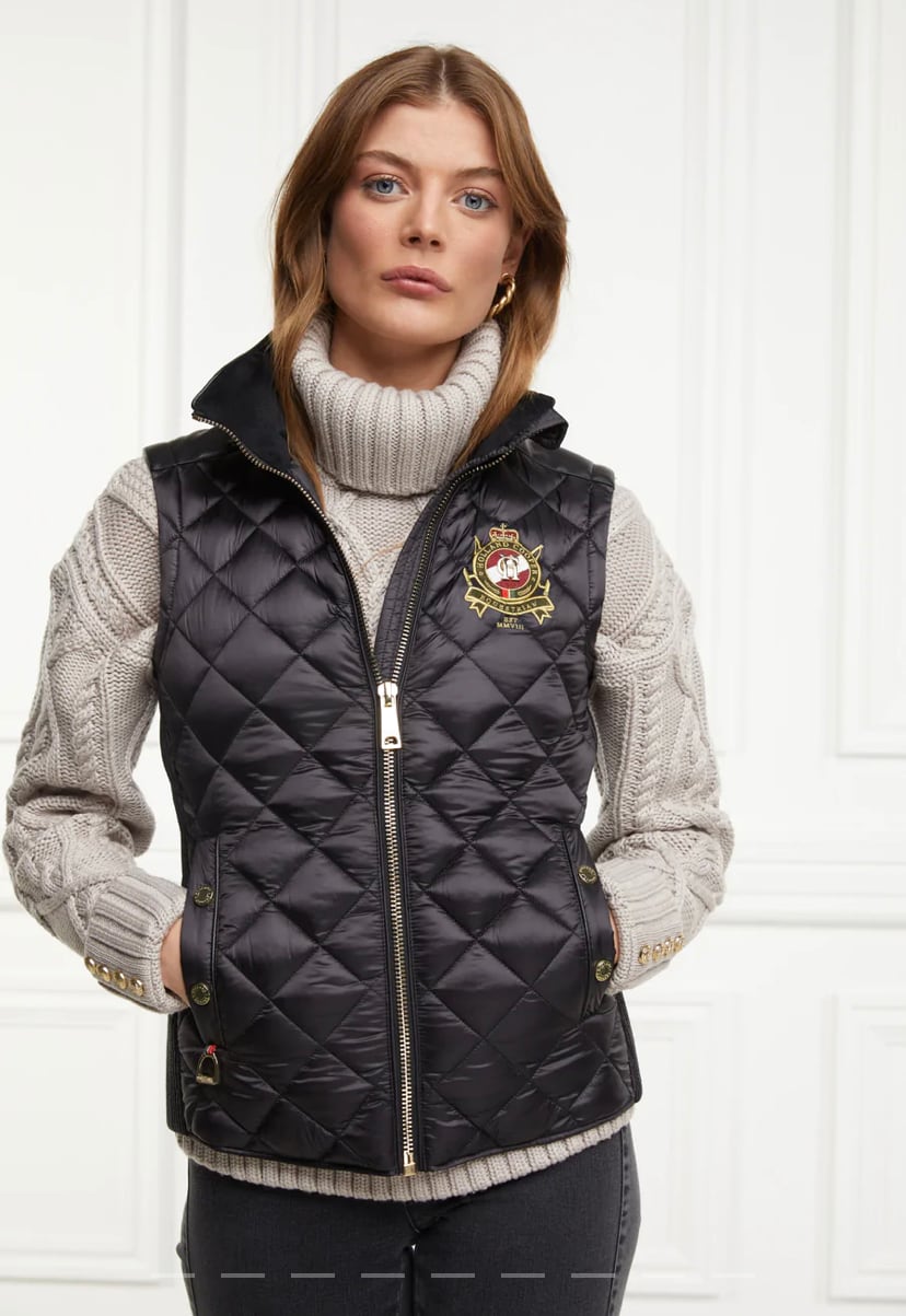 Holland Cooper Women's Quilted Vest in Dark Navy/Khaki/Black