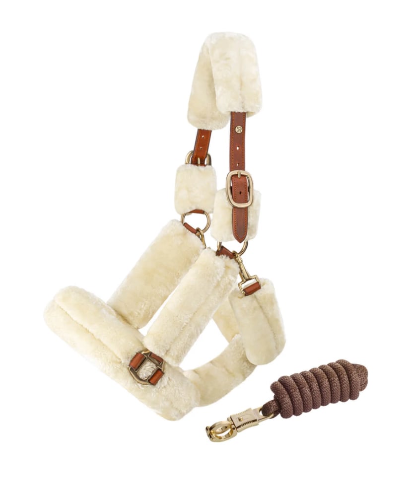 Faux fur, genuine leather, pull handle, black/brown Sunride