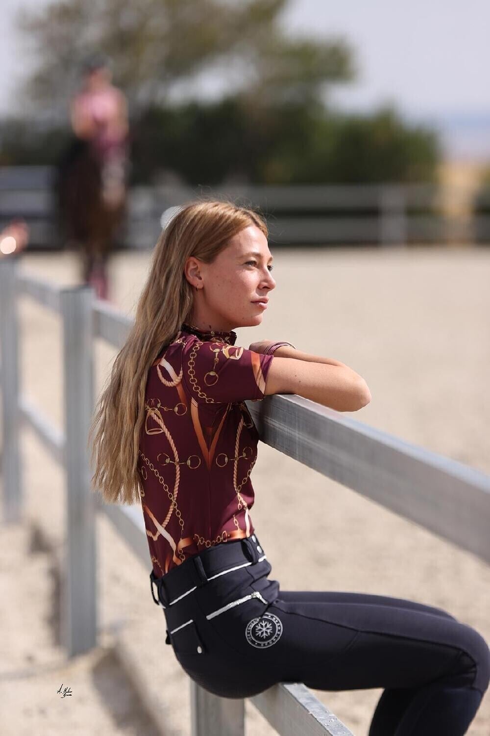 Women's UV-cut training shirt, short sleeves, ICE Equestrian, navy, black, velvet rose, jasmine