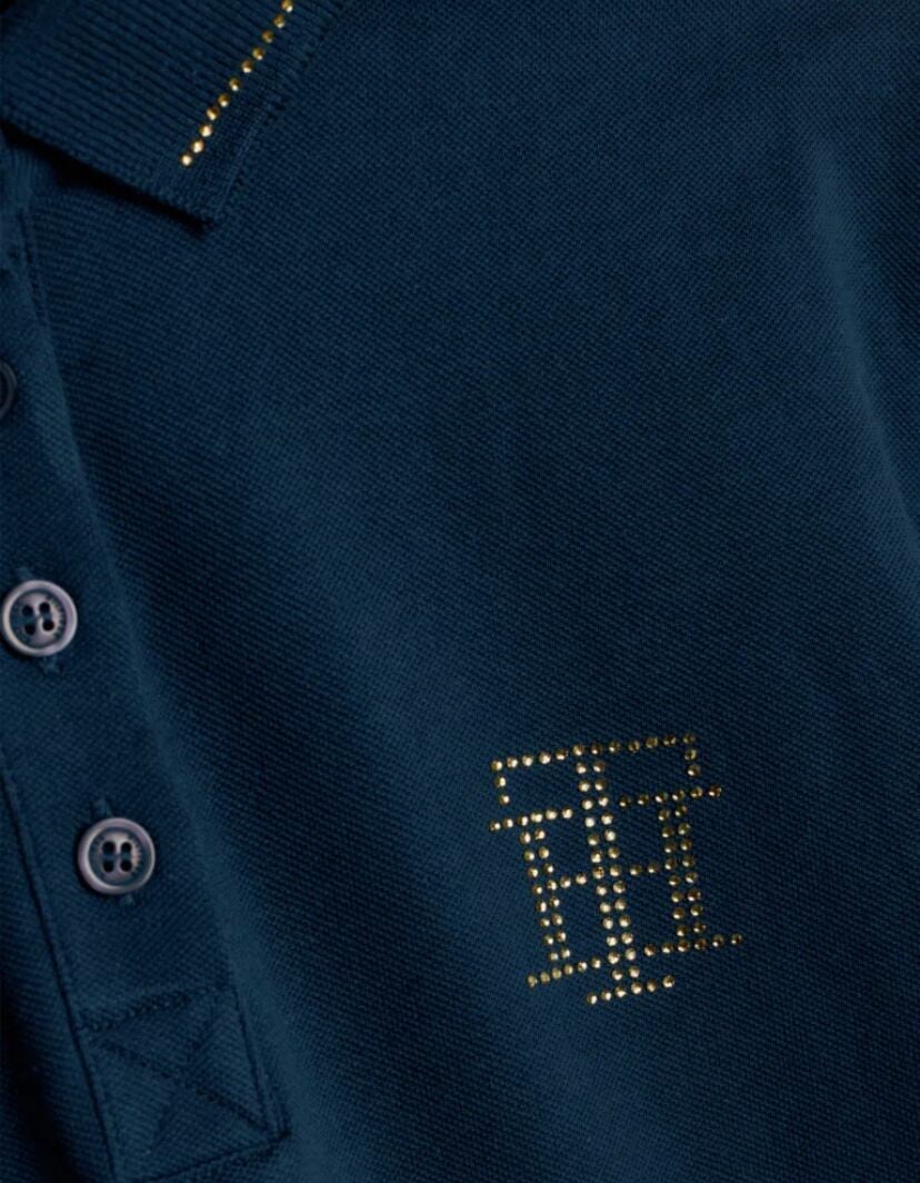 Tommy Hilfiger Equestrian Short Sleeve Cotton Polo Shirt with Rhinestones for Women