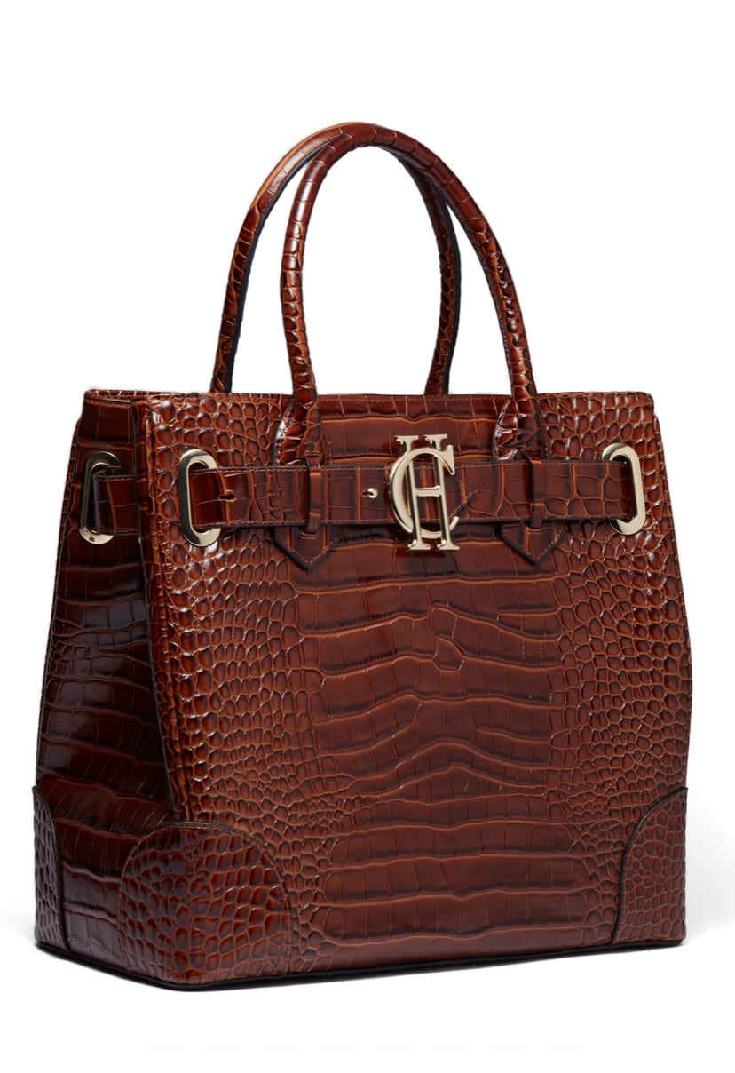 Crocodile tote bag Holland Cooper Brown/Black