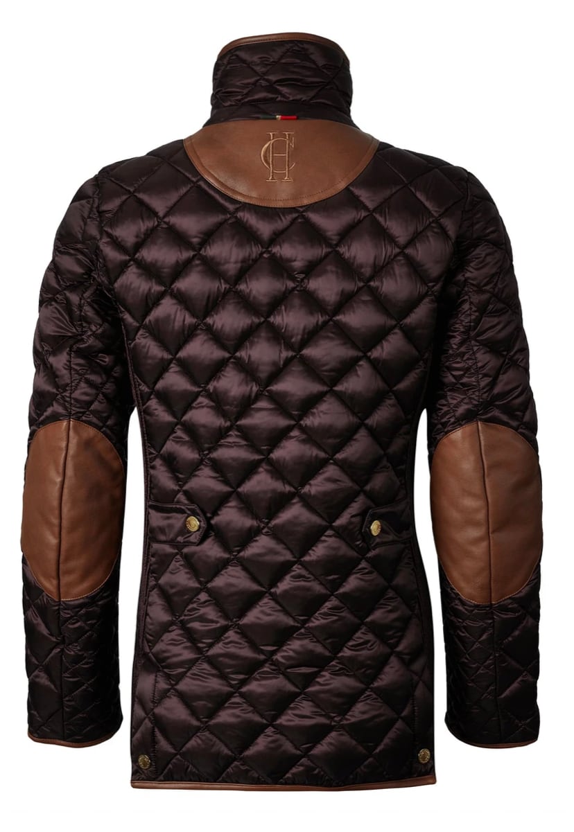 Women's quilted down jacket in black/khaki/dark navy/chocolate by Holland Cooper
