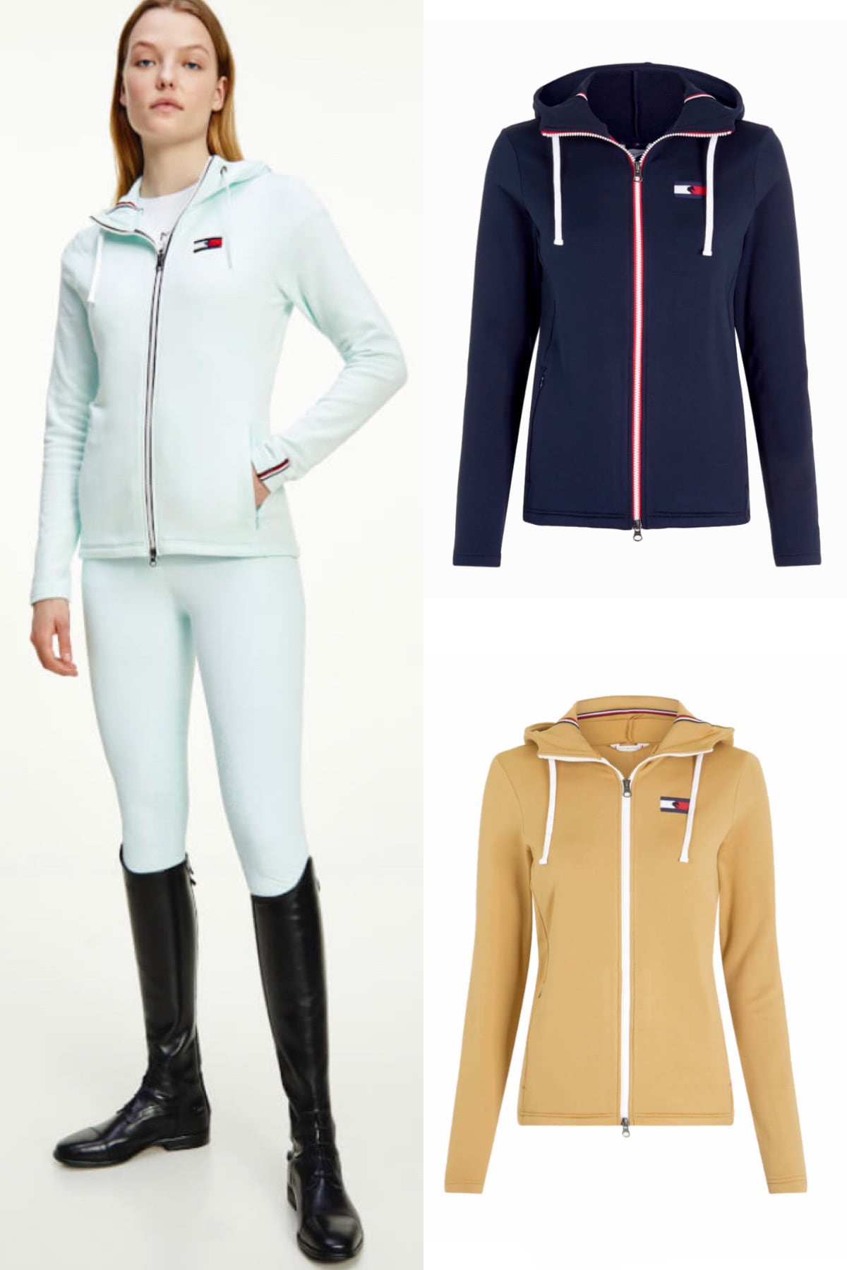 Women's Tommy Hilfiger Equestrian Riding Parka Dark Blue/Clear Mint/Camel