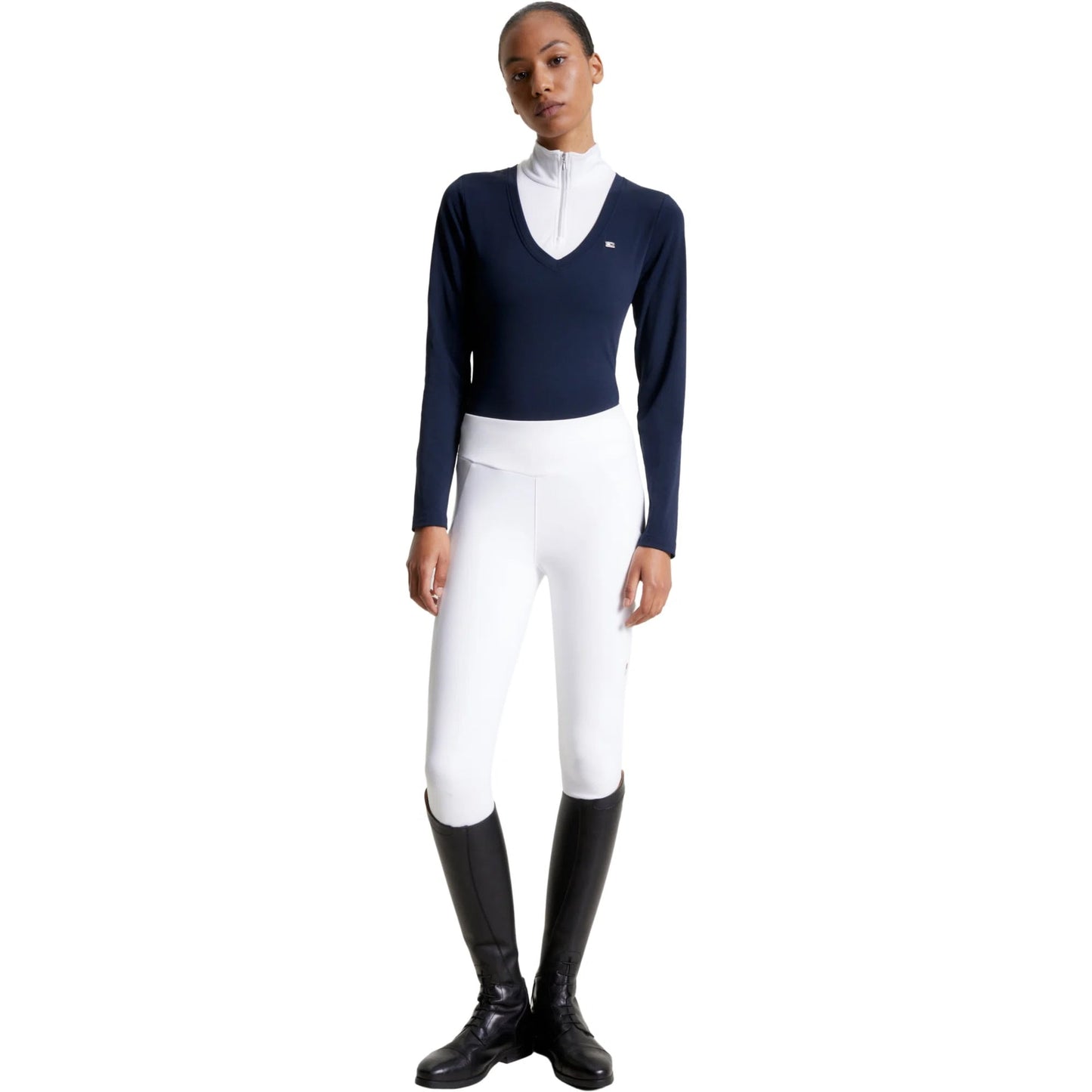 Tommy Hilfiger Equestrian Navy Women's Athletic Shirt, Long Sleeve, Moisture Control Material