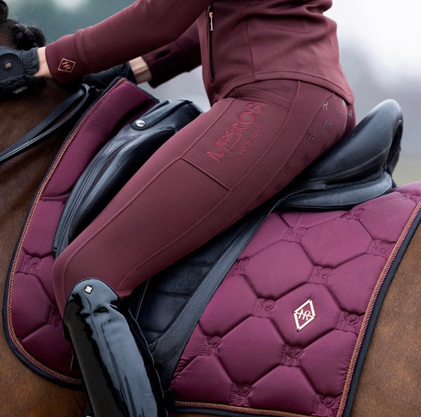 馬場用ゼッケン&イヤーネット2点セット ワインレッド Mrs Ros Equestrian