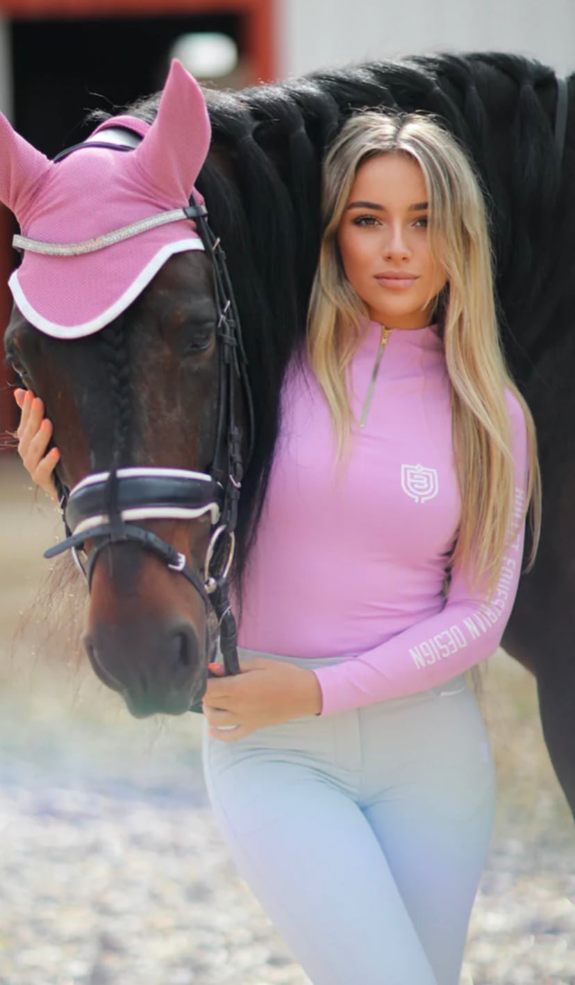 速乾ストレッチトップス レディース Bullet Equestrian design ブラック/グレー/ピンク