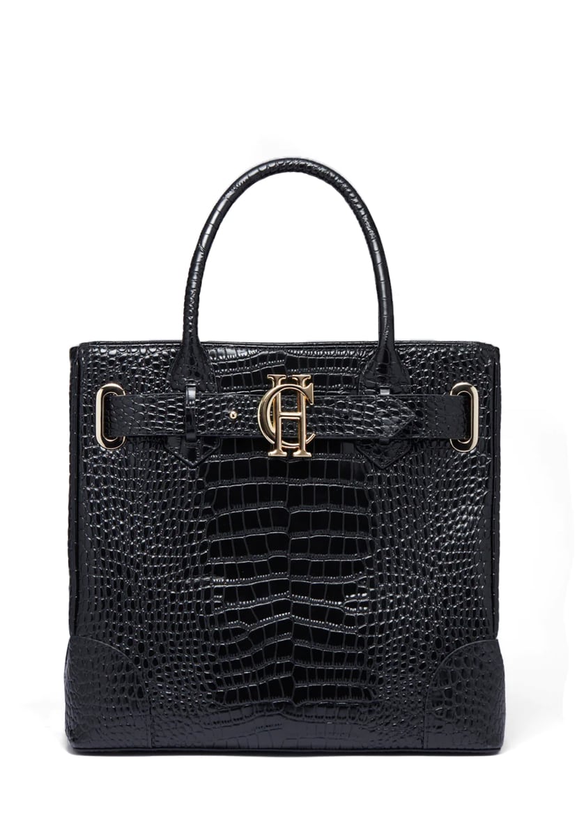 Crocodile tote bag Holland Cooper Brown/Black