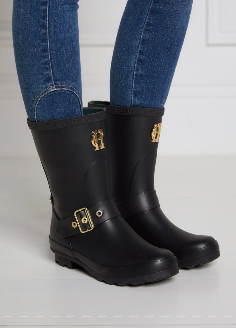 Holland Cooper Rain Boots Matte Black Women's