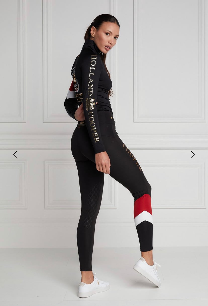 レディース乗馬用レギンスキュロット ニーグリップ Holland Cooper ブラック・ダークネイビー
