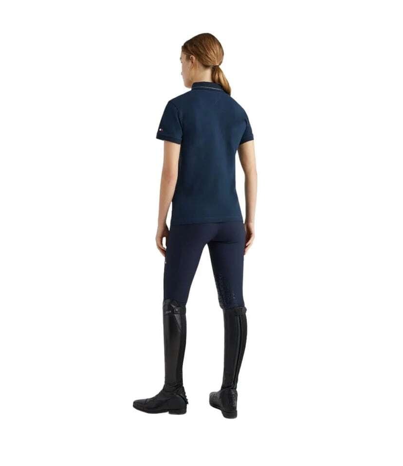 Tommy Hilfiger Equestrian Short Sleeve Cotton Polo Shirt with Rhinestones for Women