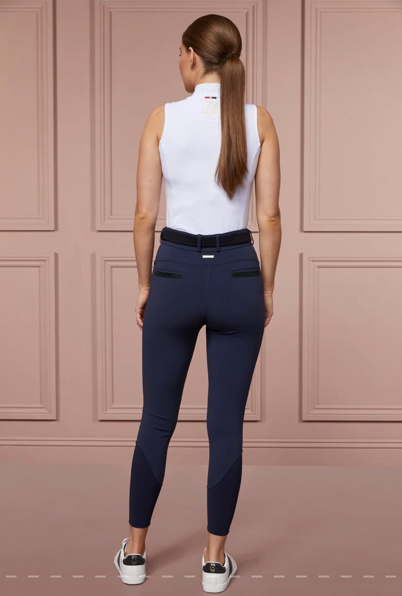 Women's Premium Mid-Waist Culottes in Holland Cooper Yale Blue/Black/White