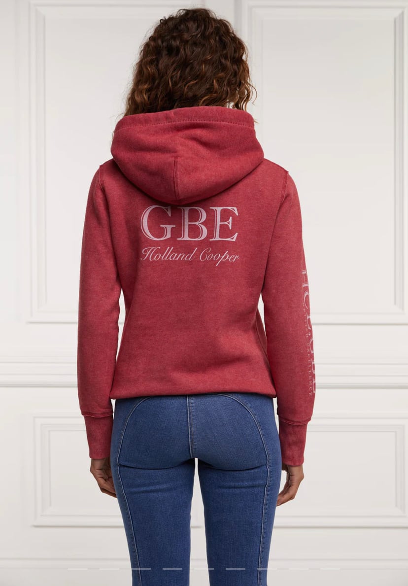 Women's Holland Cooper riding sweatshirt hoodie in navy/khaki/red