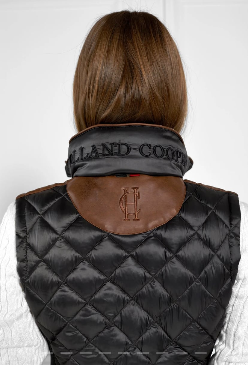 Holland Cooper Women's Quilted Vest in Dark Navy/Khaki/Black