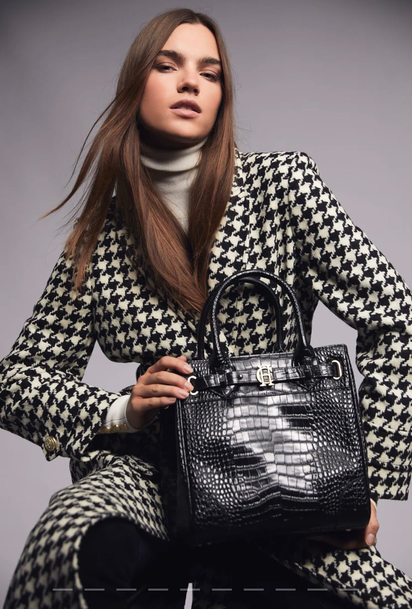 Crocodile tote bag Holland Cooper Brown/Black