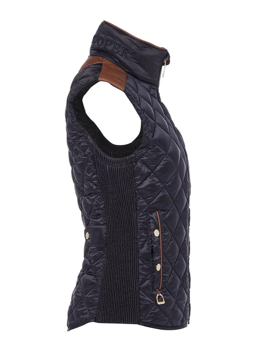 Holland Cooper Women's Quilted Vest in Dark Navy/Khaki/Black