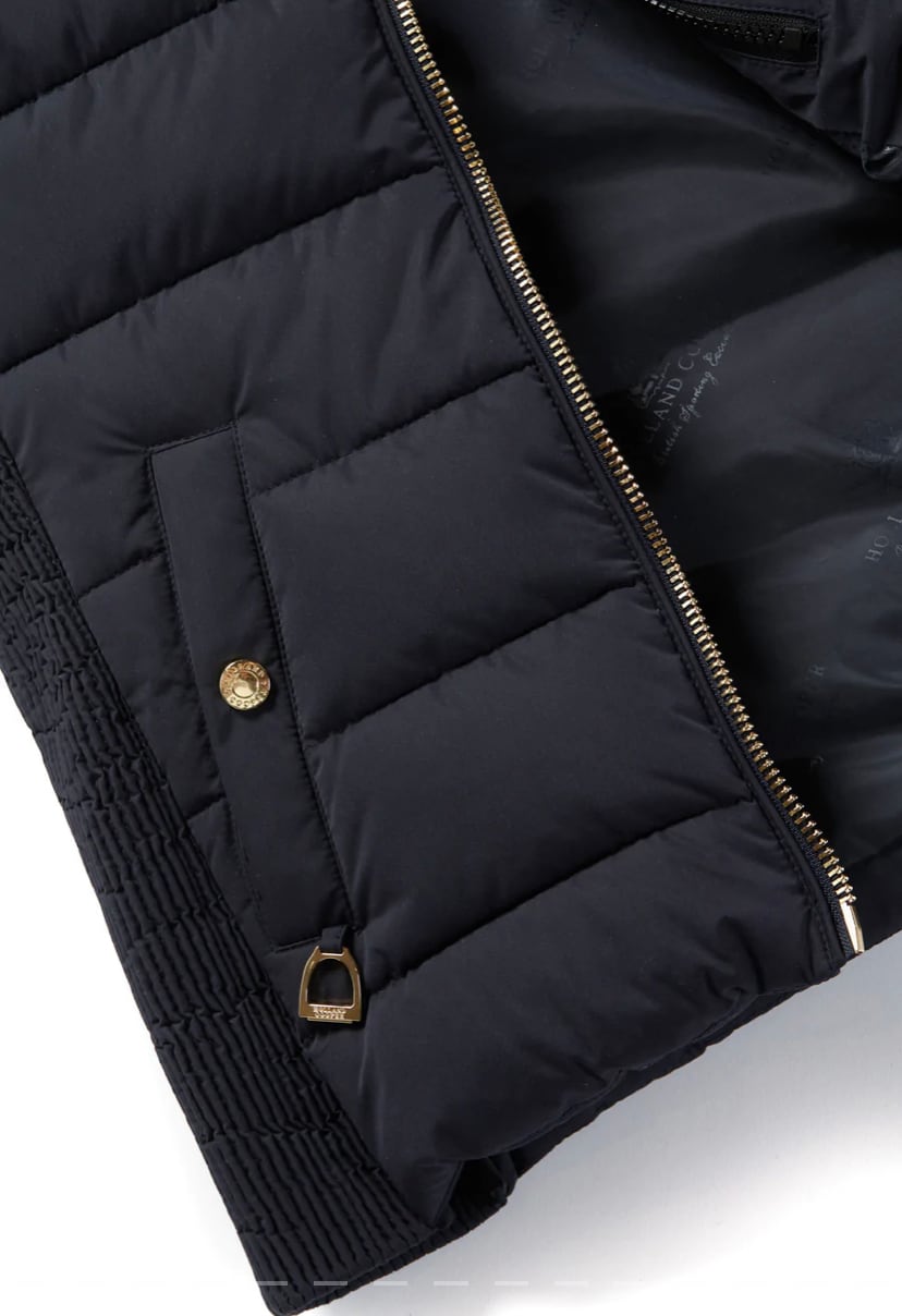ファー付きダウンベスト レディース 2022AW Holland Cooper ダークネイビー/カーキ