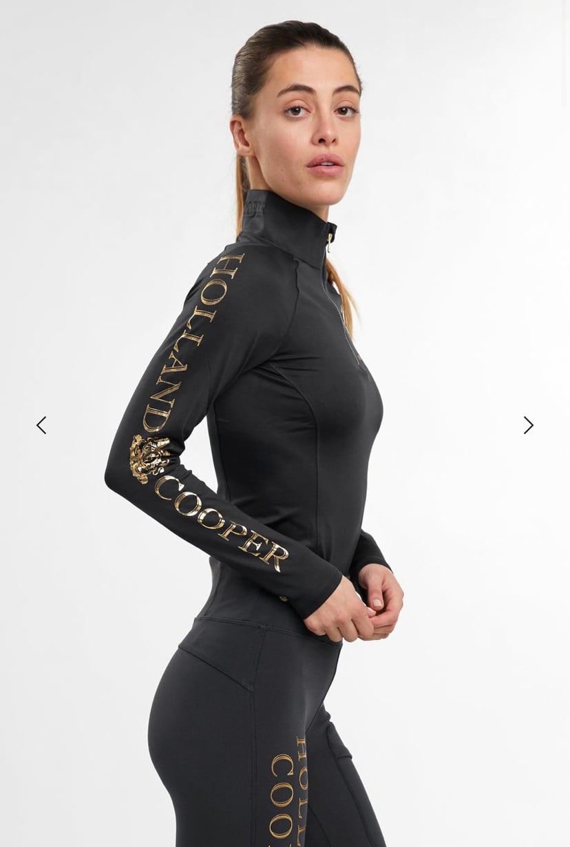 Women's Riding Top Long Sleeve Dark Navy Gold Burgundy Holland Cooper