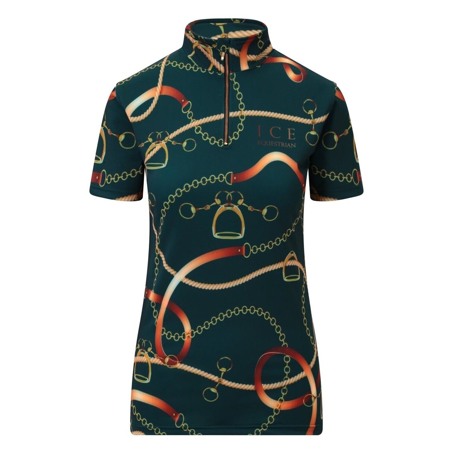Women's UV-cut training shirt, short sleeves, ICE Equestrian, navy, black, velvet rose, jasmine