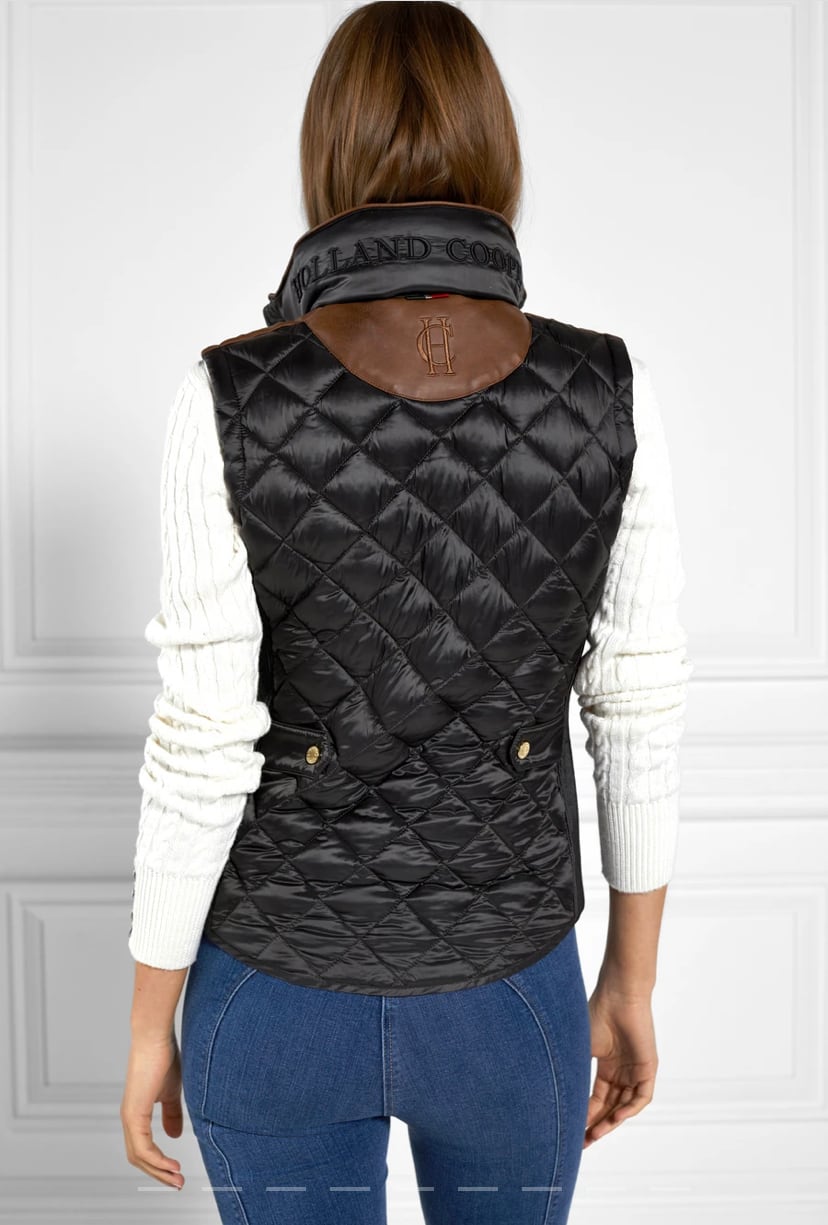 Holland Cooper Women's Quilted Vest in Dark Navy/Khaki/Black