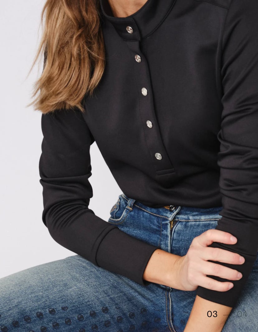 Stand collar stretch top, long sleeves, autumn/winter, women's, Ps of Sweden