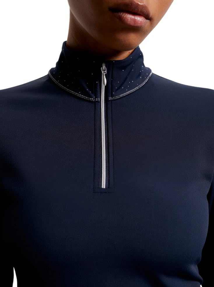 Women's Tommy Hilfiger Equestrian Long Sleeve Top with Rhinestones, Navy
